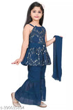 Georgette top bottom set for girls, sleeveless and versatile outfit for 9-10 years, Indian origin
