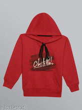 Maroon printed hoodie for boys cotton fleece, long sleeves, popular print design on Indian-made kids wear