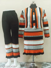 Black printed wool kurta pant set for women, three-quarter sleeves, palazzos, free size