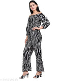 BC Women's Animal print Elastic Off-shoulder Long Jumpsuit, crepe fabric, lightweight, western wear, India