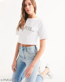 White Lycra short-sleeve t-shirt by GRECIILOOKS, printed design, ideal for casual wear with jeans or trousers, originates from India