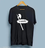 White printed polyester men's round neck t-shirt by Parjapati, short sleeves