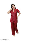 Women's satin nightwear, soft & strong elastic closure pajama set, best for comfort all day