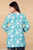 Flower printed cotton tunics for women, three-quarter sleeves design, Indian ethnic wear