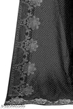 Black Georgette saree with embellished diamond work, single free-size (length: 5.5m, blouse length: 0.8m), Indian origin fashion