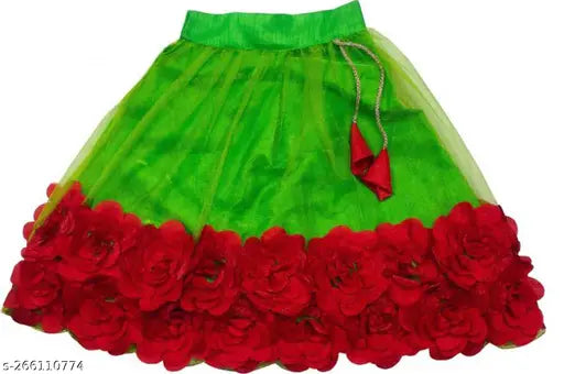 Embroidered cotton blend lehenga choli dupatta set for girls, net fabric with butta patch work, fully stitched in various sizes from 6-12 months to 10 years