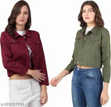 Denim jackets combo for kids girls, trendy and stylish with solid patterns, size 10-16 years, India origin