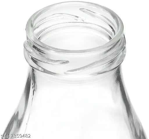 Clear glass fridge water bottles (1000ml), suitable for milk, juice, and all types of liquid. Pack of 6 for easy storage in your refrigerator. Made from high-quality glass