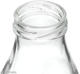 Clear glass fridge water bottles (1000ml), suitable for milk, juice, and all types of liquid. Pack of 6 for easy storage in your refrigerator. Made from high-quality glass