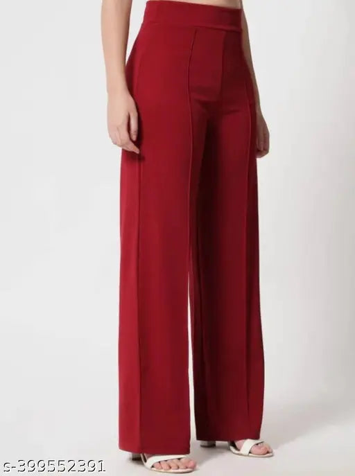 Premium cotton blend solid-colored western trousers for women & girls - Pack of 2, sizes 28, 30, 32, 34 (India origin)