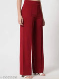 Premium cotton blend solid-colored western trousers for women & girls - Pack of 2, sizes 28, 30, 32, 34 (India origin)
