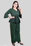 Stylish chic crepe top & bottom sets for women, premium quality ethnic palazzo with three-quarter sleeves, versatile for various occasions, crafted in India