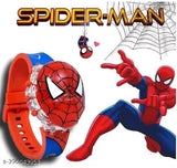 Blue silicon Spiderman disco light digital watch with music, ideal for unisex kids' play