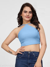 Stylish cotton sky blue sleeveless tank top, perfect addition to any wardrobe