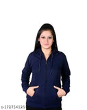Women's solid long-sleeve huddy jacket, available in sizes S-XL, originating from India