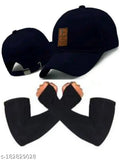 Cotton EDIKO cap and slim hand gloves (arm sleeves) - Pack of 2, solid design for sports activities in India