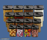 Airtight plastic storage containers and jars for kitchen, 1400ml-900ml-650ml-350, 16 pieces, 10cm x 12cm x 10cm, Indian made