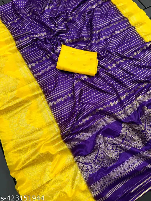 Golden foil print Georgette saree for women, free size, rich pallu border, Indian origin