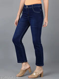 Denim straight-fit women's jeans, trendy classic design in sizes 28, 30, 32, 34 (India origin)