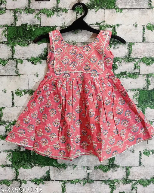 Fashionable printed cotton sharara kurti set for kids festival wear, anarkali style with checkered pattern in various sizes from 3-4 years to 9-10 years. India origin