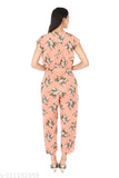 Peach crepe jumpsuit, Pearl N Vera for women and girls, printed net pattern on display