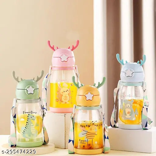 Multicolor SOCYDOO kids school bottle, leakproof and shatter-proof, ABS+ plastic with deer horn design, perfect for casual use