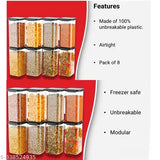 Plastic unbreakable kitchen storage jars set of 8, 1500ml airtight containers for pantry organization
