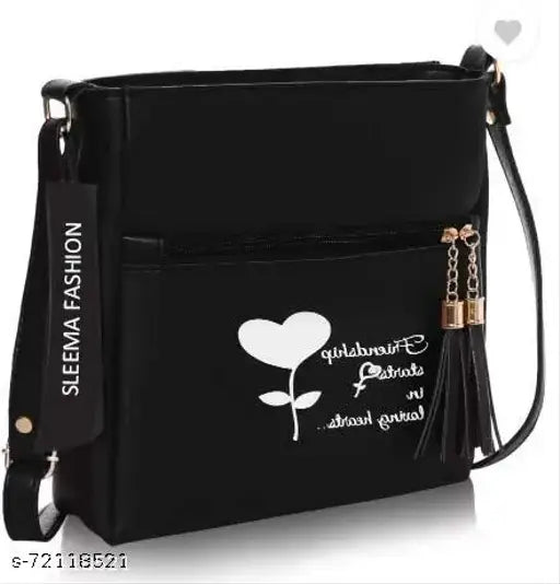 PU Dil sling bag, solid design with 2 compartments, free size (12x13 in)