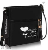 PU Dil sling bag, solid design with 2 compartments, free size (12x13 in)