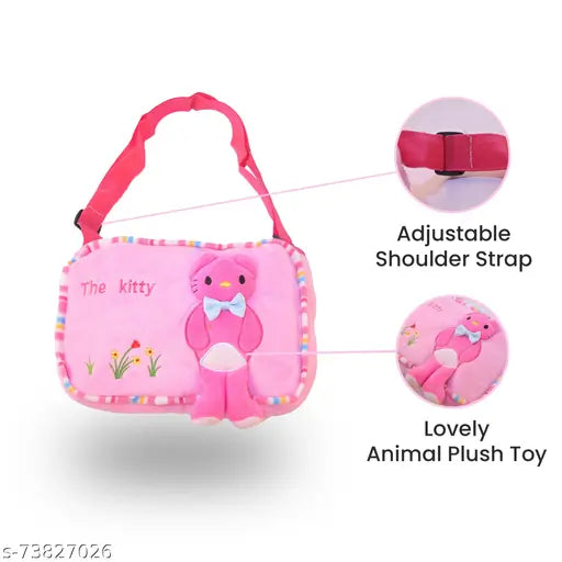 Kids sling bag: Canvas Helo kitty with 1 compartment, non-toxic, soft plush material, suitable for 2-6 year olds