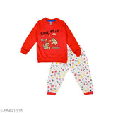 Cotton yumto printed pyjama set for kids, yellow with long sleeves and various sizes from 1-2 years to 5-6 years