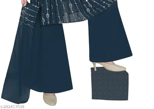 Printed cotton blend A-line kurta palazzos for girls, ideal for parties and celebrations