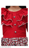 Crepe print kids girls kurta sets with matching leggings, three-quarter sleeves, Indian origin