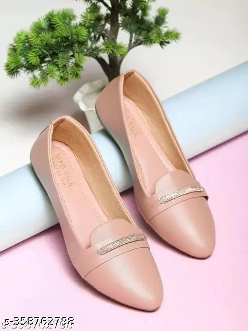Synthetic leather ballerinas in pink - trendy slip-on footwear for casual outings, made in India