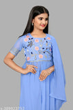 Georgette embroidered kurta set with dupatta, handcrafted Indian designer wear for girls aged 4-13 years
