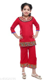 Embellished rayon kurti plazo set for kids, three-quarter sleeves and stretchable waist, Indian traditional attire for 0-6 months to 5-6 years old