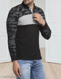 Black cotton blend Wild West full sleeve polo neck t-shirt with all over print for men, stylish and trendy party wear apparel