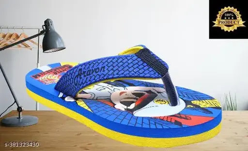 Eva flip flop slipper for kids, cartoon character printed net design, size 2.5-3 years, made in India