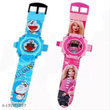 Stylish cartoon character projector watch combo for kids, digital dial with adjustable rubber band, India origin