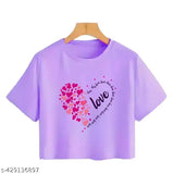 Cotton printed short-sleeved girls t-shirt, popular style for kids' outfits