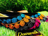 Multi-colored embroidered Bellies Ballerinas, lightweight sleeper for summer. Indian-made trendy flats with traditional appeal and comfortable fit. Available in sizes IND-4 to IND-9