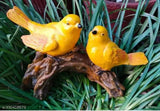 Handcrafted resin sparrow pair sitting on tree branch figurine, Indian-made home decor showpiece