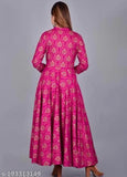 Designer rayon kurti with printed embroidery, three-quarter sleeves, available in S, M, L, XL, XXL, XXXL sizes
