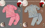 Stylish cotton blend kurti & palazzos set for kids, self-designed print, casual wear. Ideal for parties and events. Available in sizes 3-6 months to 4-5 years, made in India