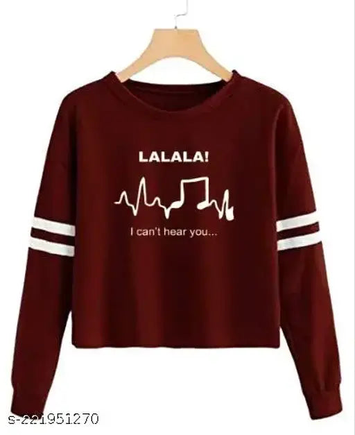 Pink 100 cotton LALALA print t-shirt, long sleeves for women & girls (Pack of 1) - ELEVAJET