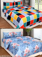 Cotton 220TC Abstract-patterned double bedsheets combo pack (2 sets, 90x90 inches), ideal for summer, soft and wrinkle-free, made in India