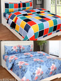 Cotton 220TC Abstract-patterned double bedsheets combo pack (2 sets, 90x90 inches), ideal for summer, soft and wrinkle-free, made in India