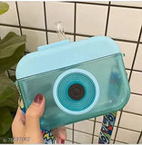 Multicolor camera-shaped kids water bottle, 400ML with straw, ideal for schooling, travel, hiking, and outdoor activities
