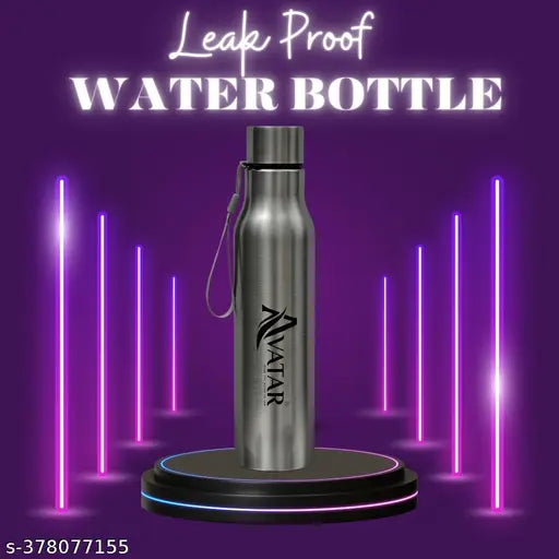 Stainless steel water bottles with rope handle, pack of 2 - Silver aluminium fridge water bottles for hydration anywhere