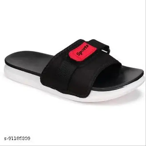 Black canvas flip-flops for men, waterproof and slip-resistant with comfortable air cushion soles. Ideal for daily wear and home washable